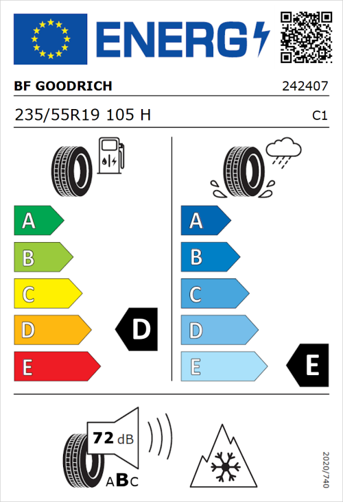 Tyre Label for BF Goodrich Trail-Terrain T/A 235/55R19 105H