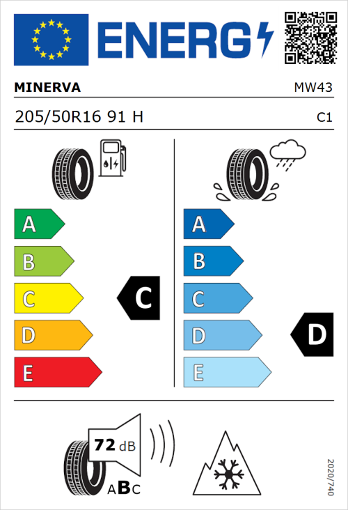 Tyre Label for Minerva S210 205/50R16 91H