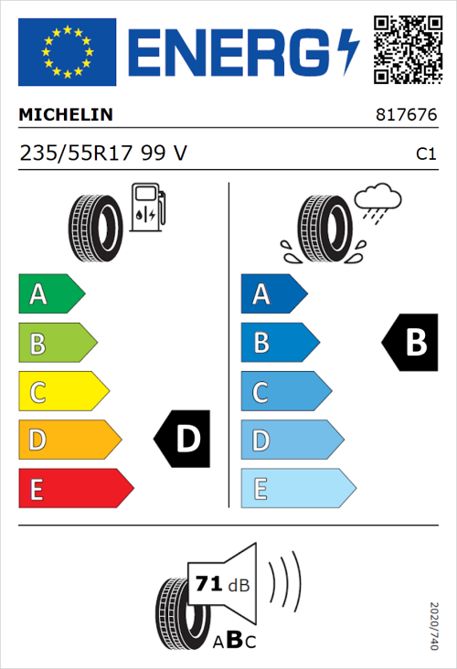 Tyre Label for Michelin Latitude Sport 235/55R17 99V